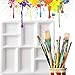 8-Well Ceramic Artist Paint Palette, Square Porcelain Watercolor Palette, White Ceramic Mixing Tray for Gouache Painting, Oil Painting, Acrylic Painting & Tempera Painting, 7