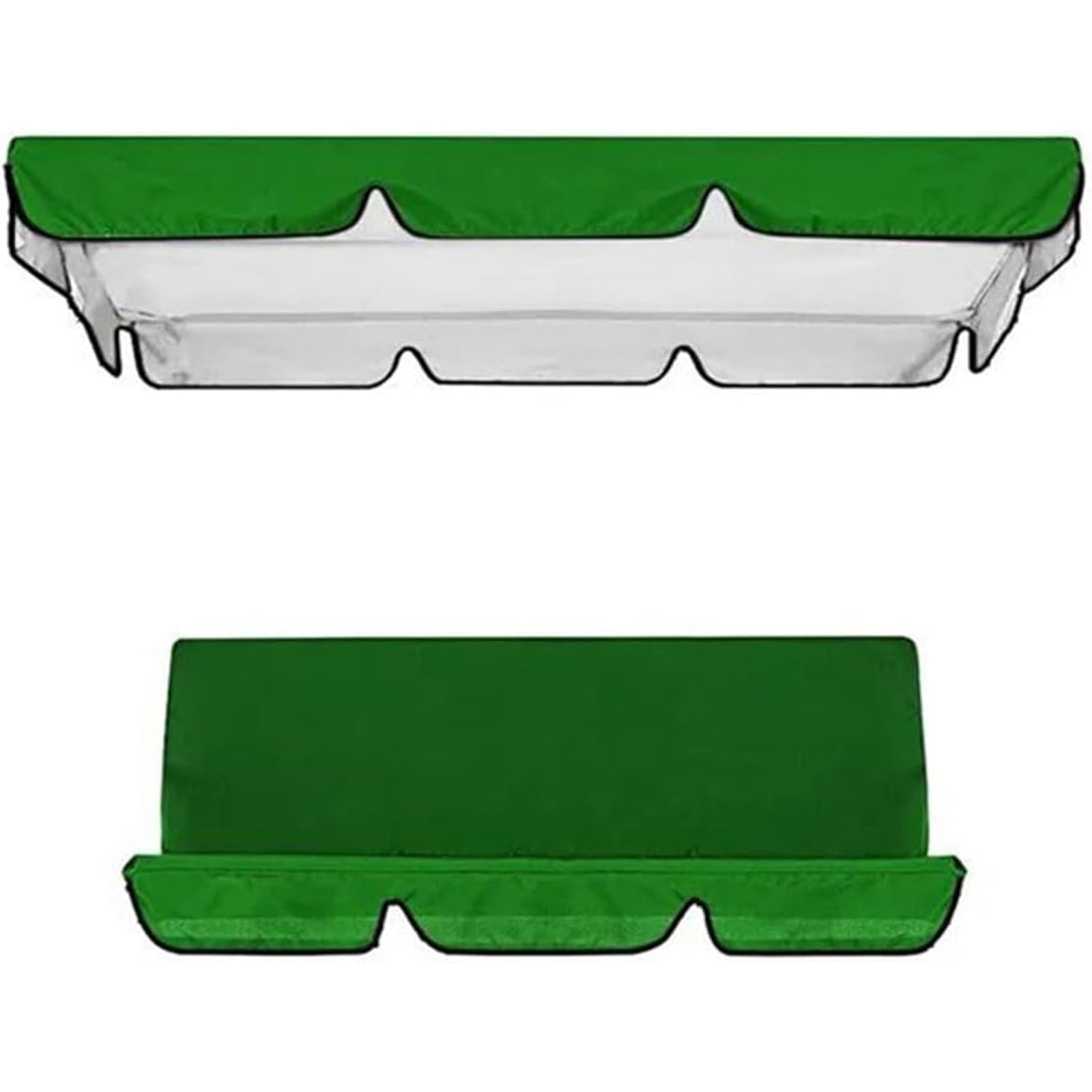 Garden Swing Canopy Replacement with Seat Cushions,2-3 Seater Waterproof Outdoor Swing Chair Top Cover, Windproof 210D Oxford Patio Hammock Protection Covers (Size:65x45x6inch/164x114x15cm,Color:Green
