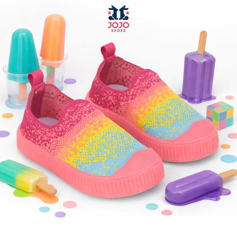 Image of Kids Shoes | Knitted Fabric with Synthetic | Lightweight Kids Footwear | Flexible On Style | Comfortable Walking Play School Outdoor Footwear for Boys and Girls - Pink