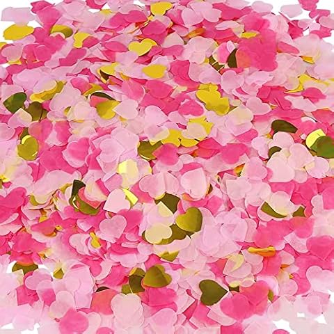 Hearts Confetti 60g Heart Table Confetti Tissue Paper Confetti Table Decoration Tissue Paper Metallic Sprinkles for Wedding Party Table Decoration Birthday Baby Shower (Light Pink Gold Rose Pink) Cover