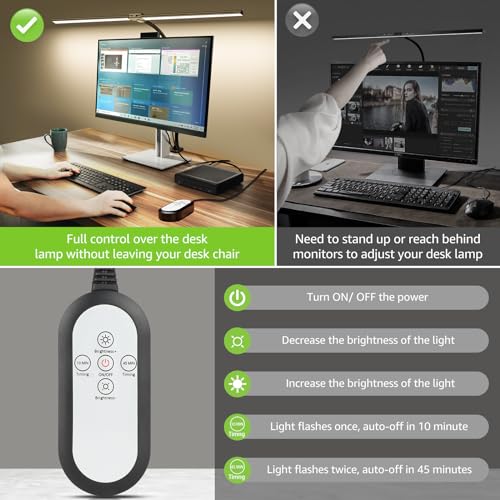 Image of ShineTech LED Desk Lamp for Home Office, 3000K Warm White Double Head Architect Task Lamps with Clamp, Dimmable Adjustable Flexible, Black