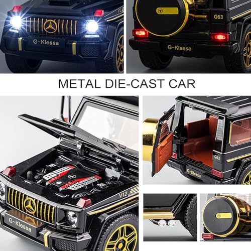 Image of 1:24 Scale Big Size Mercedes Benz AMG G63 G-Klessa Diecast Car | Metal Pullback Toy Car for Kids with Openable Doors, Sound, Light Effects (Black)