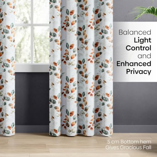 Image of haus & kinder Digital Printed Cotton Door Curtain 7 Feet Long Pack of 2 Door Curtains, 7 Feet Curtain for Door (Soft Botanica, Multicolor 130x213 CM)