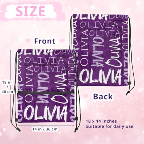 Personalized Colorful Name Drawstring Backpack Custom Dance Sports Gym Cheer bag for Girls2