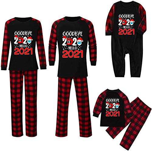 Xmas Pajamas for Family, 2020 Personalized Quarantine Christmas Family Pajamas Matching Sets Plaid 2PCs Soft Sleepwear