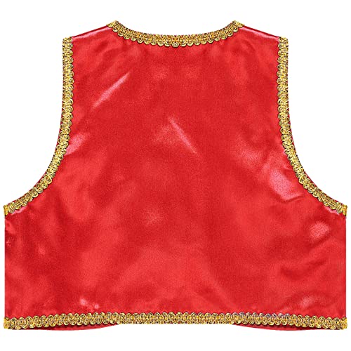 Hularka Kids Boys Arabian Desert Prince Vest Open Front Golden Dressy Waistcoat Carnival Halloween Fancy Outfits4