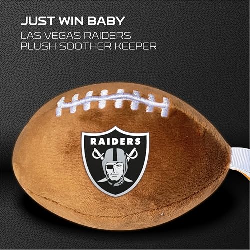 Image of Las Vegas Raiders Plush Football Pacifier Holder by Smilo - Officially Licensed NFL Soother Holder - Soft Plush Toy and Dummy Holder - Fits Any Pacifier - Stroller Accessory & Newborn Essential