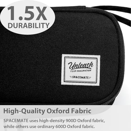 Image of SPACEMATE Pencil Case Pouch Box Bag School Supplies Girls Boys Kids, Cute Preppy Stuff Large Big Capacity Aesthetic Pen Organizer, Back to College Stationary, Coal Black, Standard Stlye, 1800ml