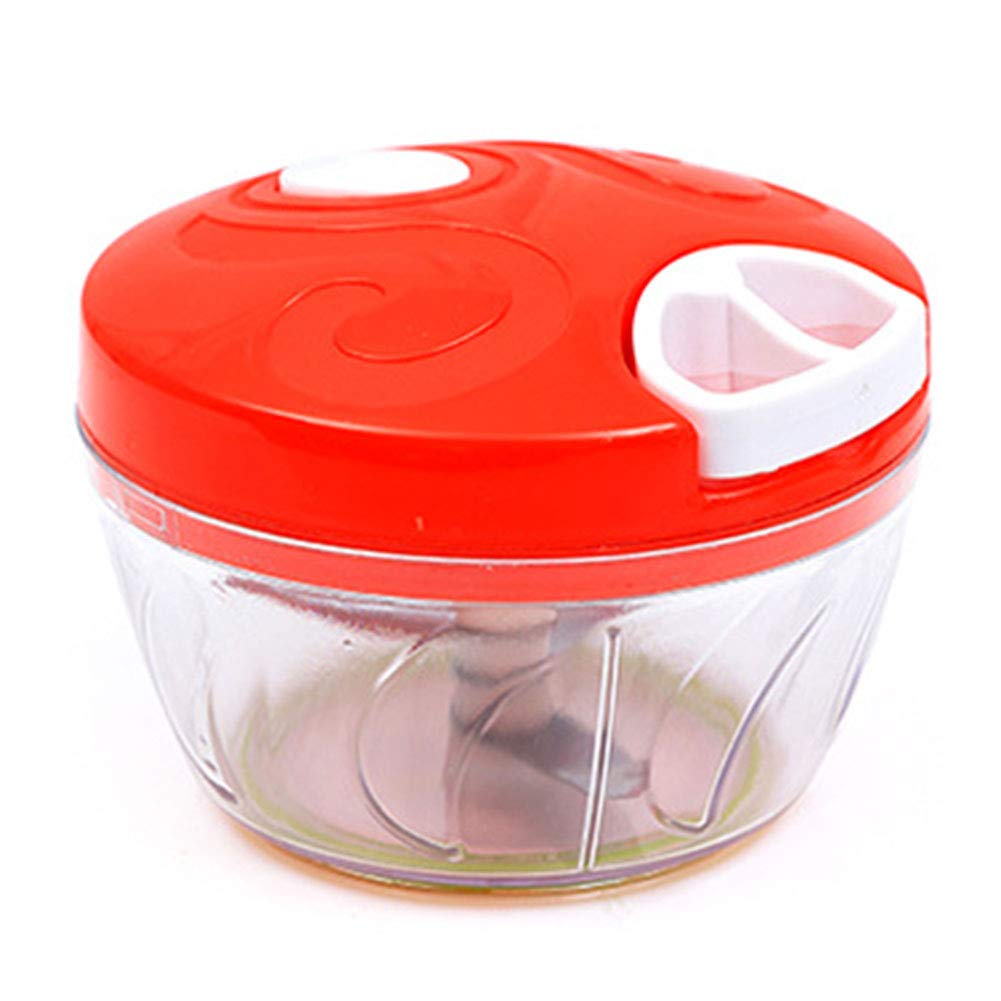 Multifunction Manual Food Chopper 5 Blades 900 ml /3 Blades 500 ml Powerful Pull String Handheld Vegetable Onion Chopper/Food Processor/Blender Red