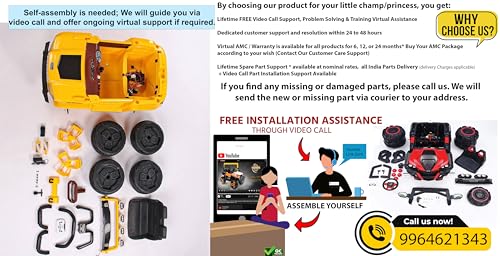 Image of Driving EV Cars for 1, 2, 3, 4, 5, 6 Years | Remote + Steering + Mobile App Control | Kids Jeeps (Thar Jumbo Size Jeep [1-8 Year Kids], Yellow)