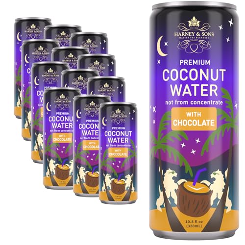 Harney & Sons Chocolate Coconut Water, Naturally Refreshing Low-Calorie Hydration Beverage, No Artificial Flavors, Convenient 10.8 fl oz Cans (Pack of 12)
