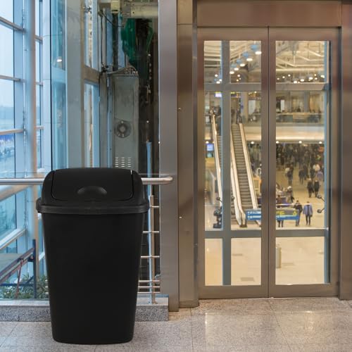 Caneca de Basura Negra de 50 L con Tapa Basculante, Pack 4 miniatura 5