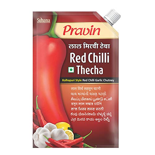 Pravin Pickles Red Chilli Thecha 100g Pouch - Pack of 4