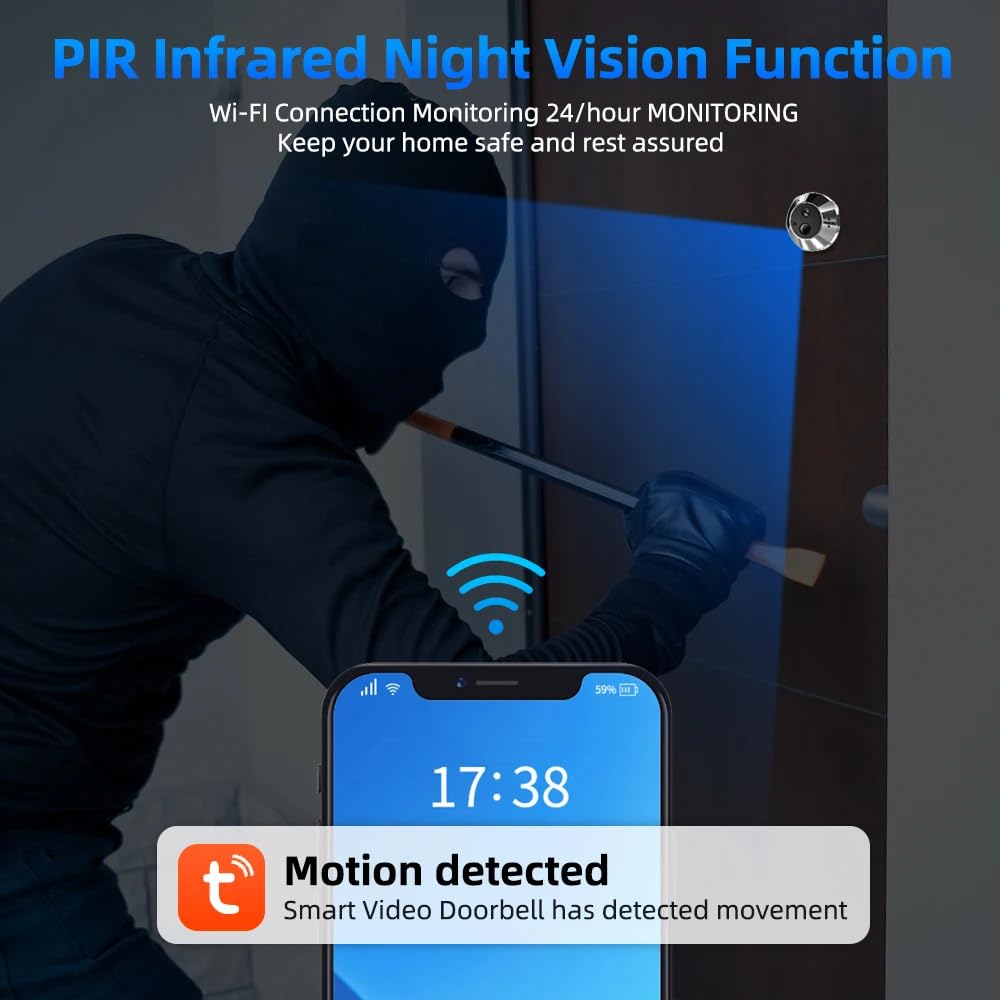 A1 dwukierunkowy wizjer audio, cyfrowy wizjer z baterią 32 GB, bezprzewodowy wizjer wideo z kolorowym ekranem o przekątnej 4,3 cala, kamera drzwi, kąt 140°, wykrywanie ruchu PIR