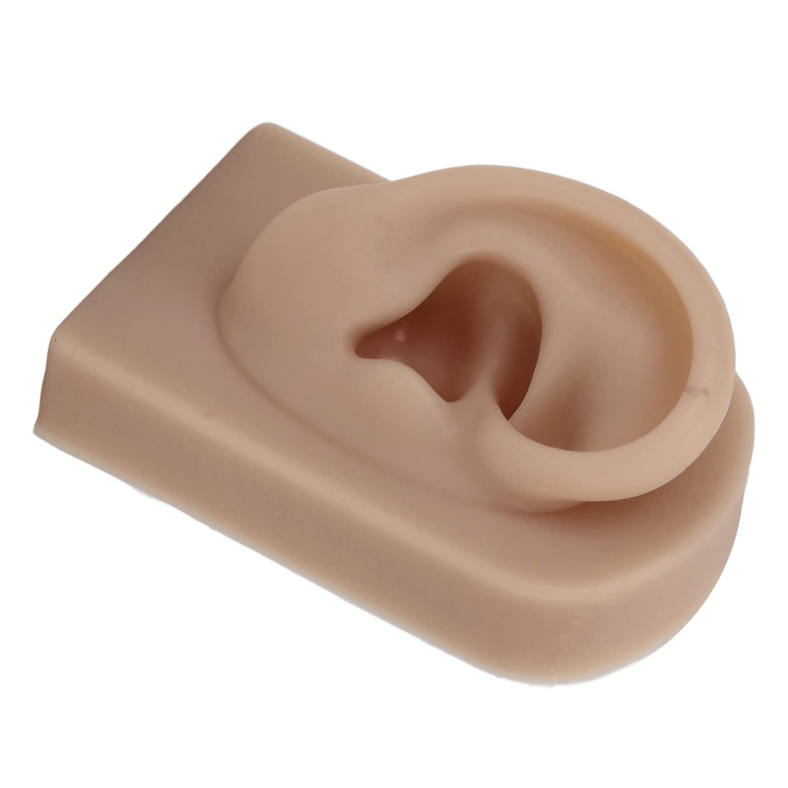 Reusable Human Ear Model Comfortable Silicone Fake Ear Model for Ear Piercing Training Ear Piercing Training Earring Display (Brown)
