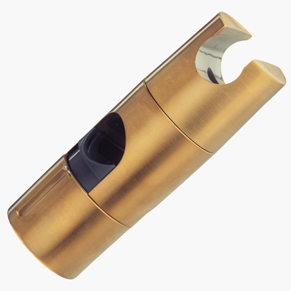 Curo Skin Brushed Gold Shower Head Holder (Brushed Gold), Adjustable 19-25Mm Diameter Hand Shower Holder Bracket For Circular Bar, Detachable Slider Holder, 45 Degree Rotation Sprayer Holder,