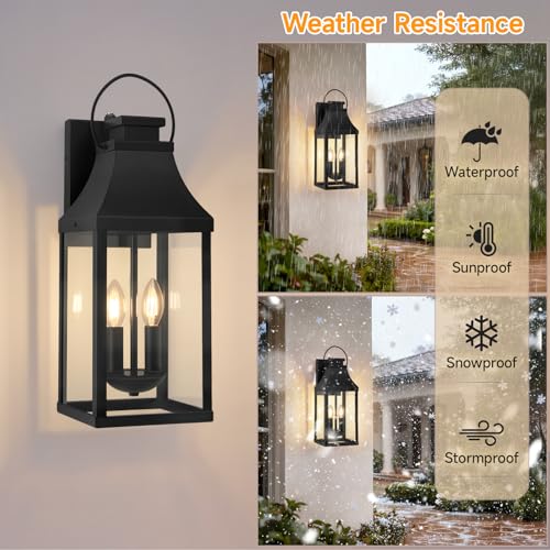 Image of Dusk to Dawn Exterior Lighting Fixtures, Black Sensor Outdoor Porch Lights
