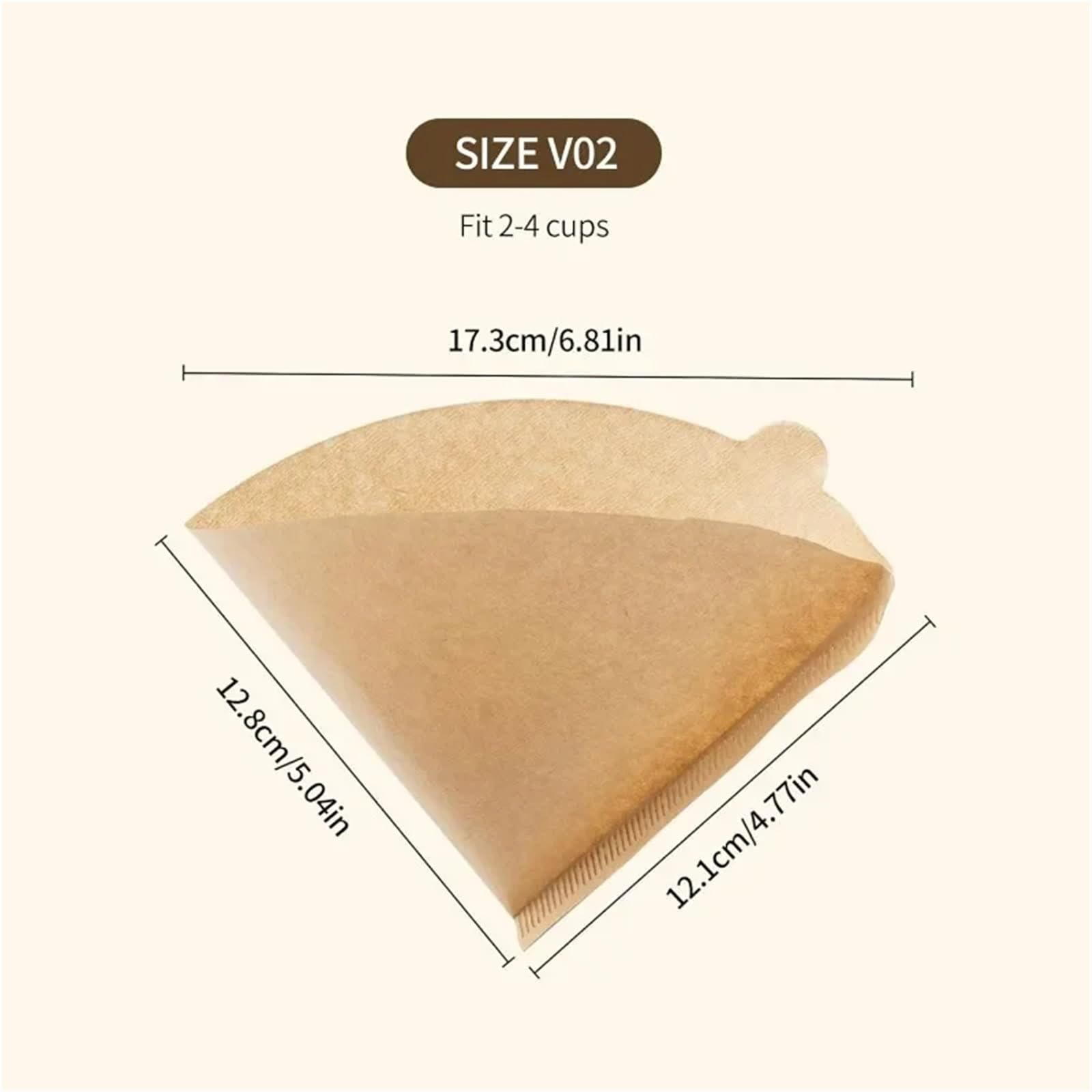 Kaffeefilter-Papiere, Ungebleichte Kaffeefilterpapiere (40–200 Stück) for 1–4 Tassen Pour-Over-Kaffeemaschinen(200pcs pack V02)