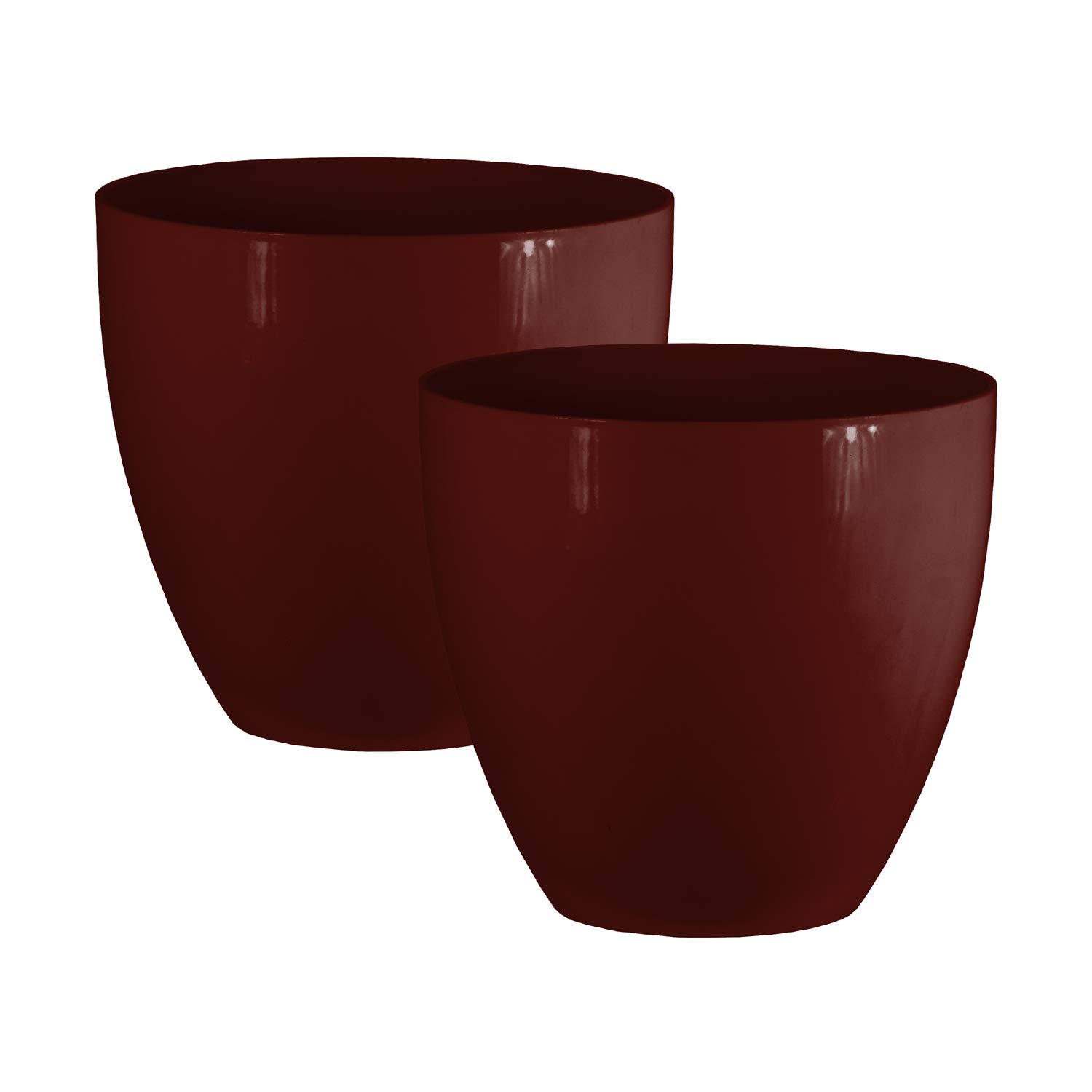 Avant-Garde Gloss Plastic Planter - Red, Set of 2-30.5cm (H) x 33cm (Dia) - Suitable for Indoor or Outdoor Use.