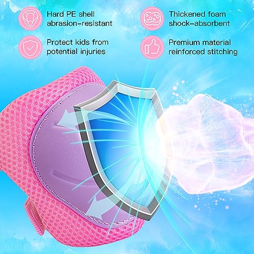 Wemfg Kids Protective Gear Set Knee Pads for Kids 3-8 Years Toddler Knee and Elbow Pads with Wrist Guards 3 in 1 for Skating Cycling Bike Rollerblading Scooter
