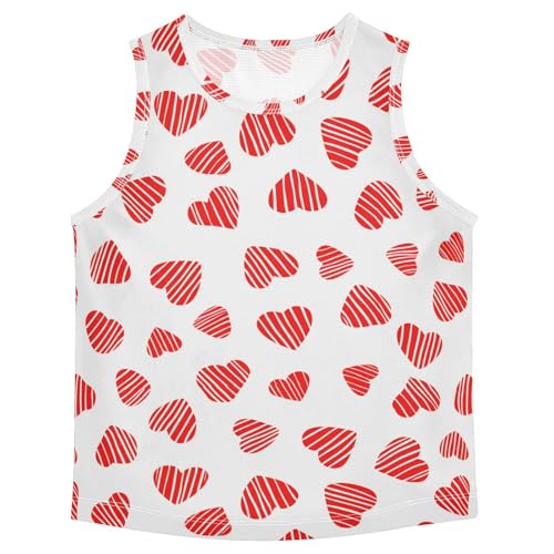 J JOYSAY Striped Heart Shape Scarlet Boys Tank Top Sleeveless Muscle Shirts Quick Dry Kids T-Shirts 3-15T - Main Image