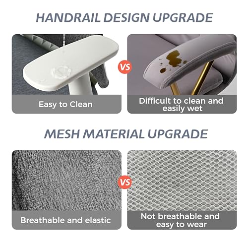 Image of EUREKA ERGONOMIC Mesh Office Chair Grey, Ergonomic Office Desk Chair with Adjustable Headrest, Comfy Home Desk Chair with Adjustable Lumbar Support, High Back Office Chair with Arms and Wheels