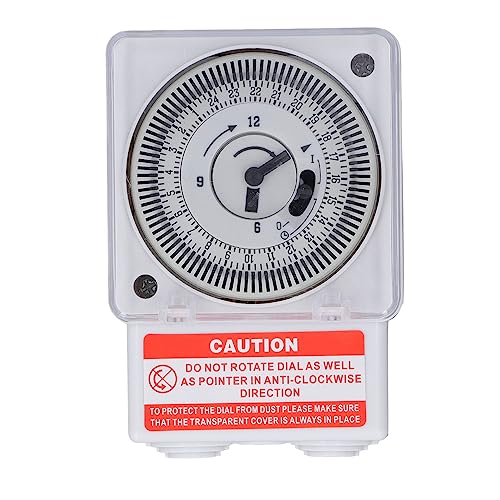EVTSCan AC 220V Interruttore Orario Meccanico 24 Ore, con Motore al Quarzo E Copertura Impermeabile, Timer Esterno Industriale Montato a Parete, Per Accensione Automatica Luce Spenta, Riscaldatore, Po