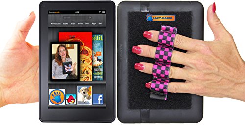 LAZY-HANDS Uchwyt 4-pętelkowy (x1 uchwyt) do czytnika e-booków †XL - CZARNE I RÓŻOWE KRAWĘDZIE
