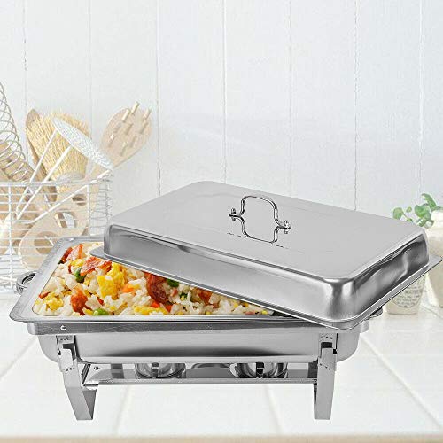 Edelstahl Buffetwärmer Chafing Dish Speisenwärmer Warmhaltebehälter Buffet Set Wärmer Essen Frisch und Lecker Halten Profi Speisewärmer, Wärmebehälter,Speisenwärmer, für Catering, Party,9 L – Bild 3