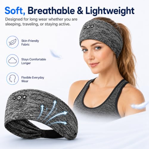 Sleep Headphones Bluetooth Headband Ultra-Thin Speakers for Sleep 2-Pack - image 2