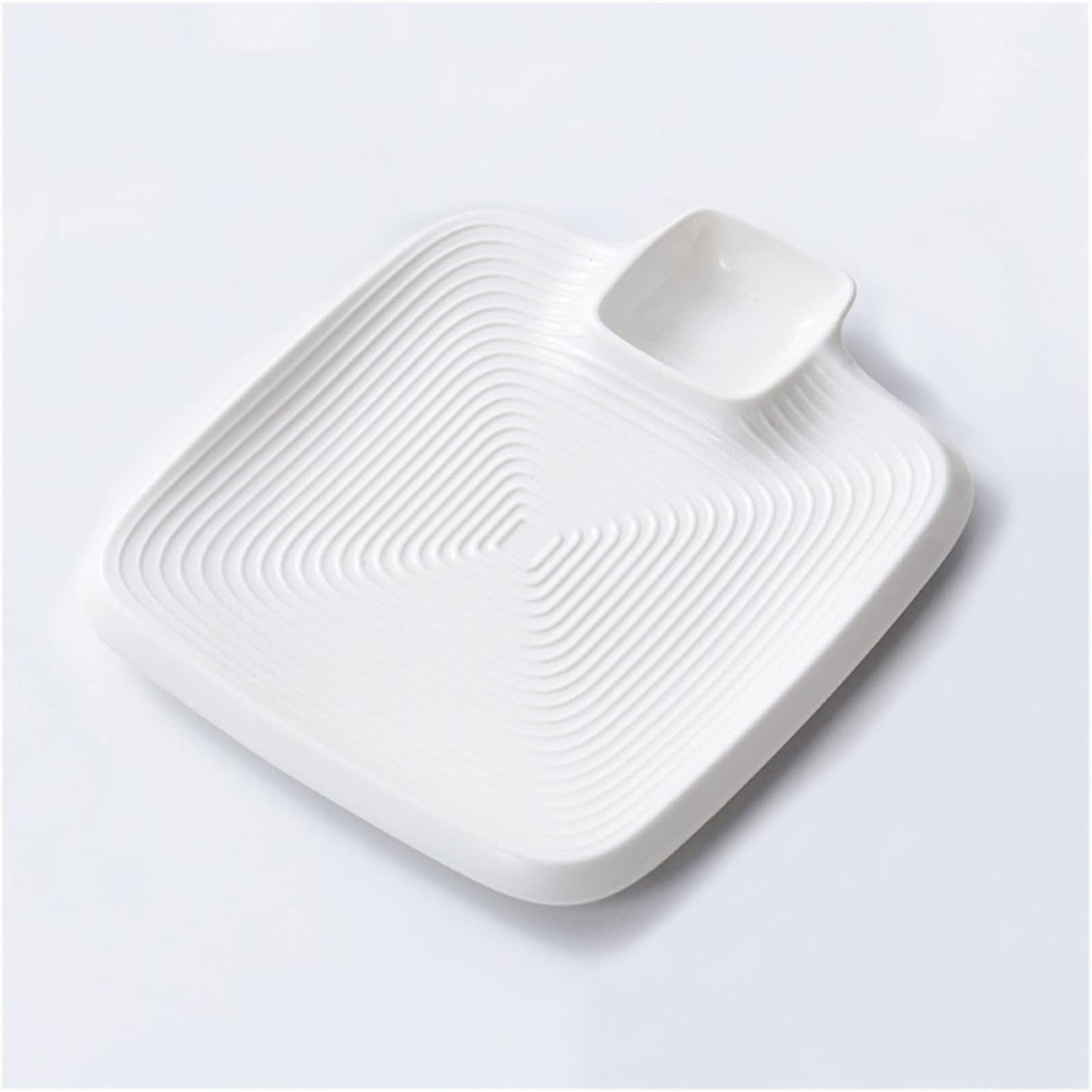 Dipping Bowls Ceramic Fruit Snack Plate With Seasoning Grid, Seasoning Plate, Appetizer Plate, Tea Snack Plate (4 White) Appetizer Plates (Color : B) (White)