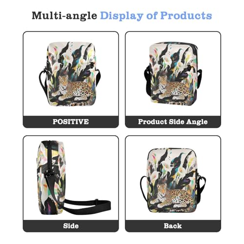 Boho Style Leopard White Calla Lily crossbody messenger bag Crossbody Bags For Women Small Purses Cross Body Bag Adjustable Strap for outdoor sports Shopping4