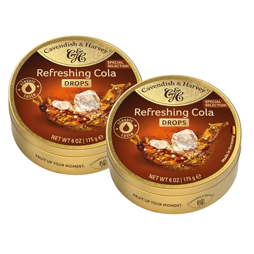 Cavendish & Harvey Refreshing Cola Drops 175g Dose im 2er Pack | Special Edition | Klassischer Cola Geschmack | Vegan Halal Koscher | 2 x 175g