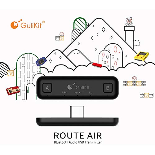 Ajcoflt GuliKit Tipo-C Adaptador de transmissor sem fio de áudio USB BT Transceptor de baixa latênci