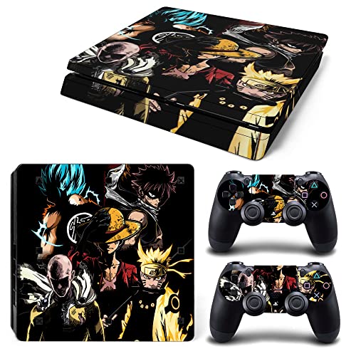 Anime PS4 Slim Skin for Console and Controllers Vinyl Sticker, Durable, Scratch Resistant, Bubble-Free(PS4 Slim Only)