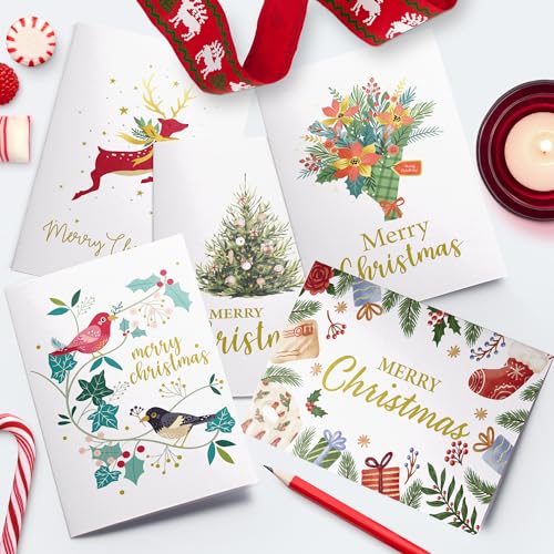Cartes de Noël en feuille d'or, coffret de 30 vœux élégants Dessie