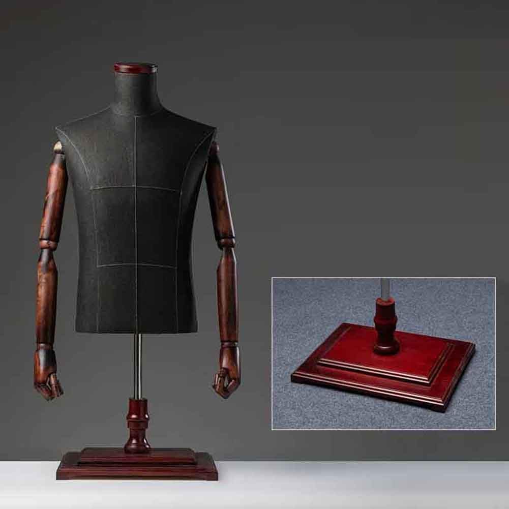 Male Mannequin Dress Form, Dummy Display Bust Dressmakers With Flexible Mechanical Arms for Clothing Display & Design Prototyping(Red-brown,With arms)