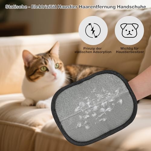 runpeak Tierhaarentferner Handschuh – 2 Stück Effiziente Haarentfernung, Katzenhaarentferner, Doppelseitiger Fellmagnet, Wiederverwendbarer Haarentfernung Handschuh Tiere mit Anti-Statik-Funktion