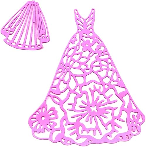 Miniatura 8 de Vestido de niña de metal para mujer, troqueles de corte para hacer tarjetas, vestidos de princesa de flores, troquelados, vestido formal, plantillas