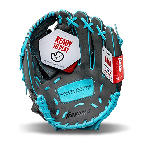 Franklin Sports Teeball Infinite Web/Shok-Sorb Combo Series Fielding Left Hand Glove, 10.5-Inch, Graphite/Blue - image 9
