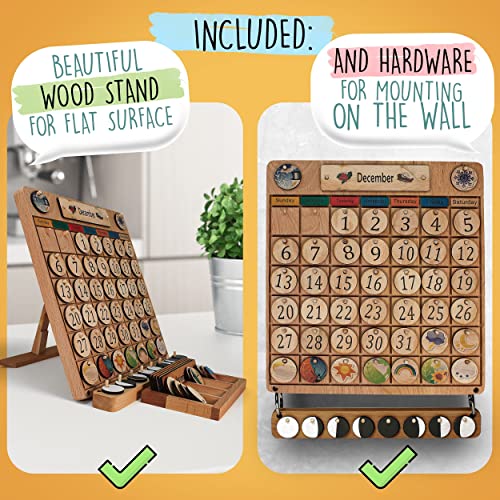 Skoolhq Wooden Calendar For Kids - Classroom Calendar For Kids To Learn Seasons, Months & Days Of The Week - Toddler Calendar Learning For Home - Artisan Crafted Beautiful Preschool Calendar #TOP3