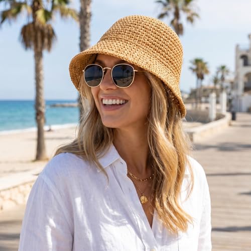 Sombrero de mujer de verano tejido a mano verde miniatura 5