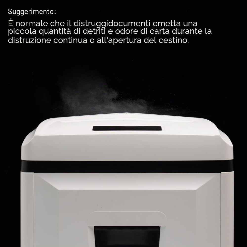 Kalopsia Distruggidocumenti Microframmenti: 1*1mm P7 Alta Sicurezza 6 Fogli Tritadocumenti Ufficio Casa 56dB Tritacarta Professionale per Carte di Credito Graffette CD/DVD 25min Autonomia 23L Cestino