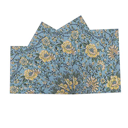 Texstylers Jaipuri Block Printed Heavy Cotton Canvas Set of 4 Pcs’s Dining Table Placemats (Yellow Green)