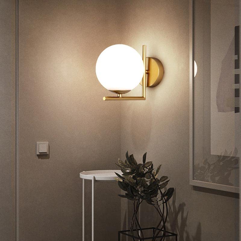 Applique murale boule en verre opalin Margaret E27 - 4
