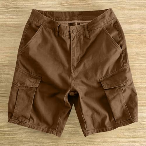 Image of Men's Cotton Twill Hiking Tactical Cargo Shorts Outdoor Lightweight Breathable Multi Pockets Casual Golf Work Shorts
