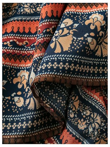 Women's Plus Size Vintage Floral Long Skirt Boho Elastic Waist Asymmetrical Flowy Vacation Skirts4