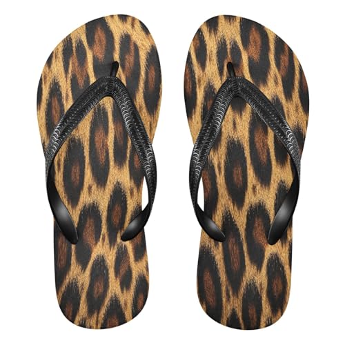 STAYTOP Beautiful Brown Leopard Print Flip Flops Sandals of Men's & Women's,Sandals Beach Slippers Shower Slides