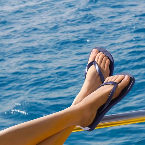 Image of shevalues Slim Basic Flip Flops for Women with Comfortable Yoga Mat | Lightweight Non Slip Rubber Sandals for Beach, Shower, Pool & Summer Casual Wear