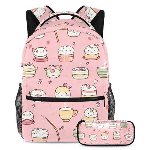 Sac d'école grande capacité pour ado et trousse à crayons dessinée